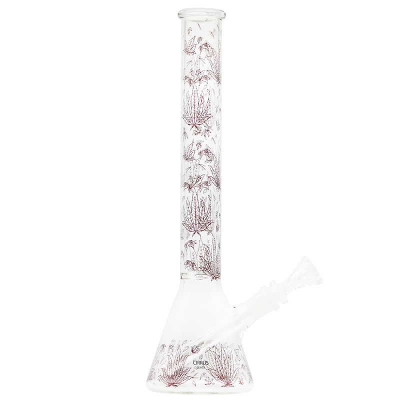 Cirrus Glass 13.5” Beaker Bong - Multiple Designs! - Style:Red Sativa