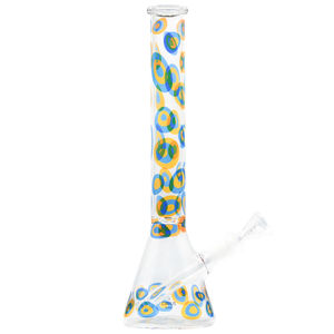 Cirrus Glass 13.5” Beaker Bong - Multiple Designs! - Style:Blue Pebble