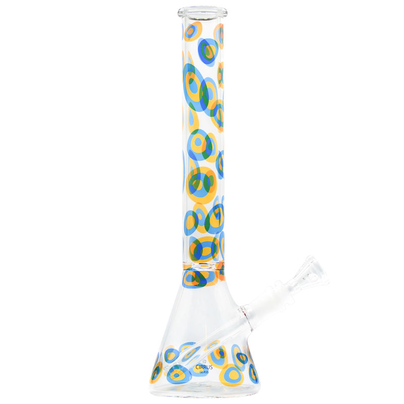 Cirrus Glass 13.5” Beaker Bong - Multiple Designs! - Style:Blue Pebble
