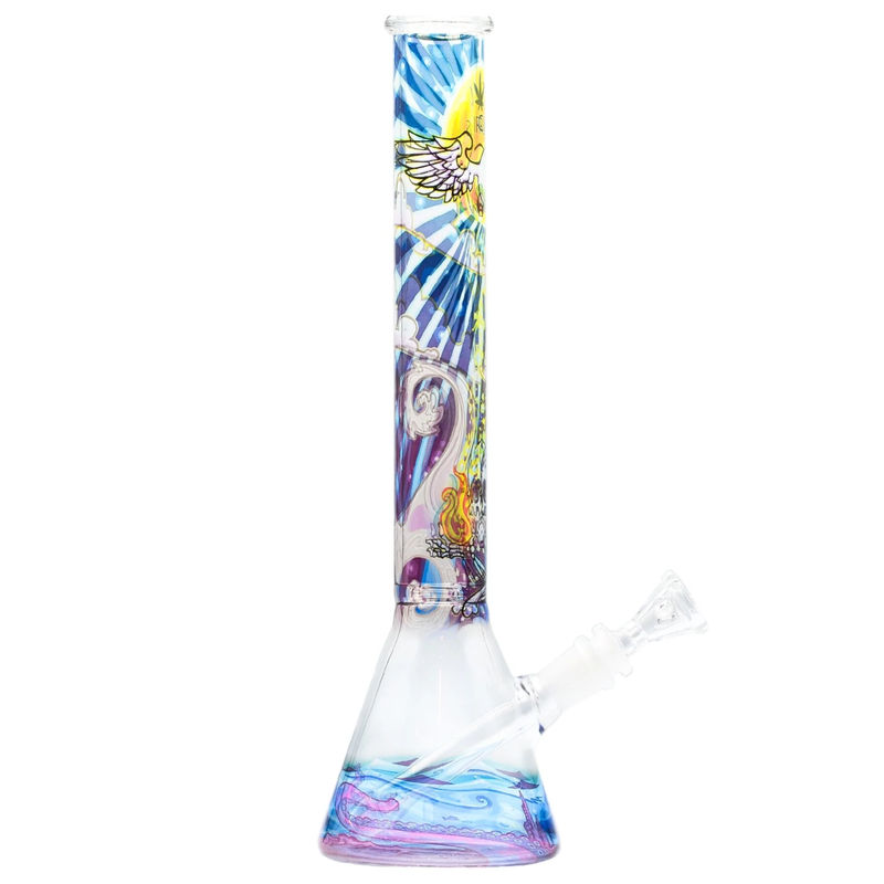 Cirrus Glass 13.5” Beaker Bong - Multiple Designs! - Style:Smoke On Water