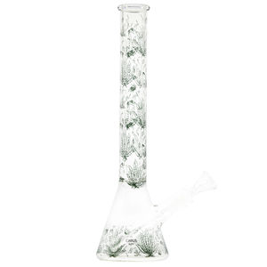 Cirrus Glass 13.5” Beaker Bong - Multiple Designs! - Style:Green Sativa