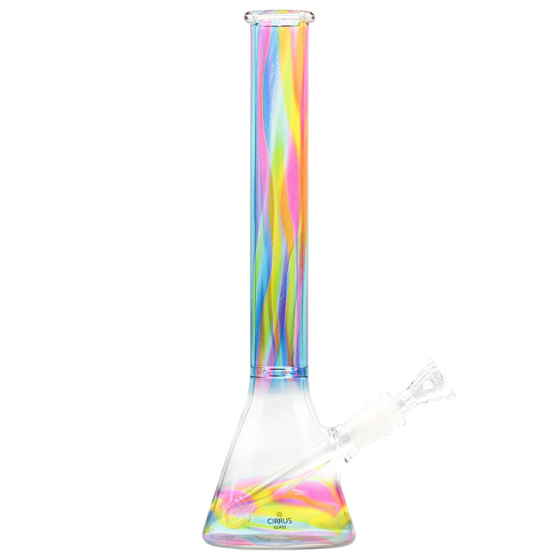 Cirrus Glass 13.5” Beaker Bong - Multiple Designs! - Style:Rainbow