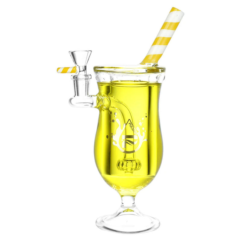 Pulsar 9” Tropical Cooler Glycerin Bong - Color:Glycerin Yellow
