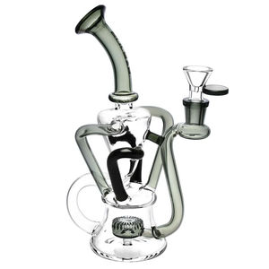 Pulsar 9” Quad Tube Recycler Bong - Color:Gray & Black