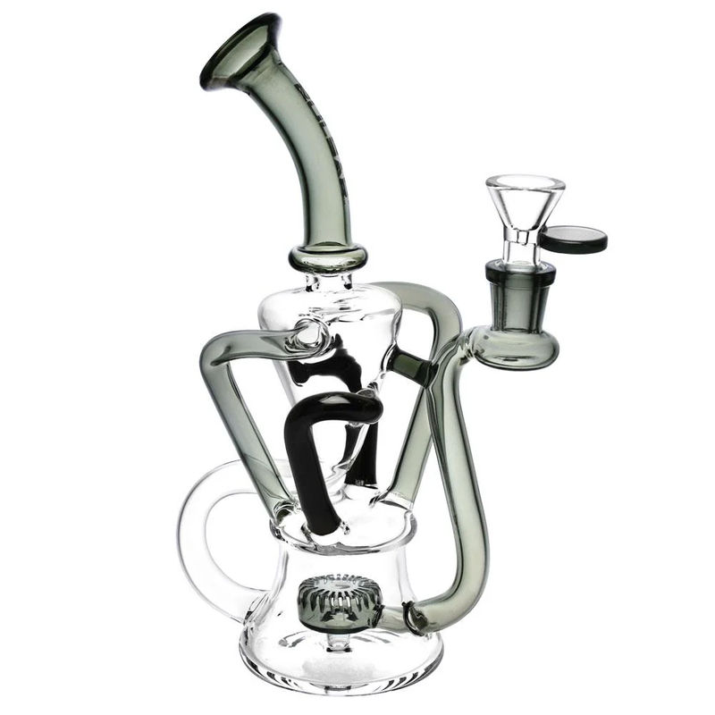 Pulsar 9” Quad Tube Recycler Bong - Color:Gray & Black