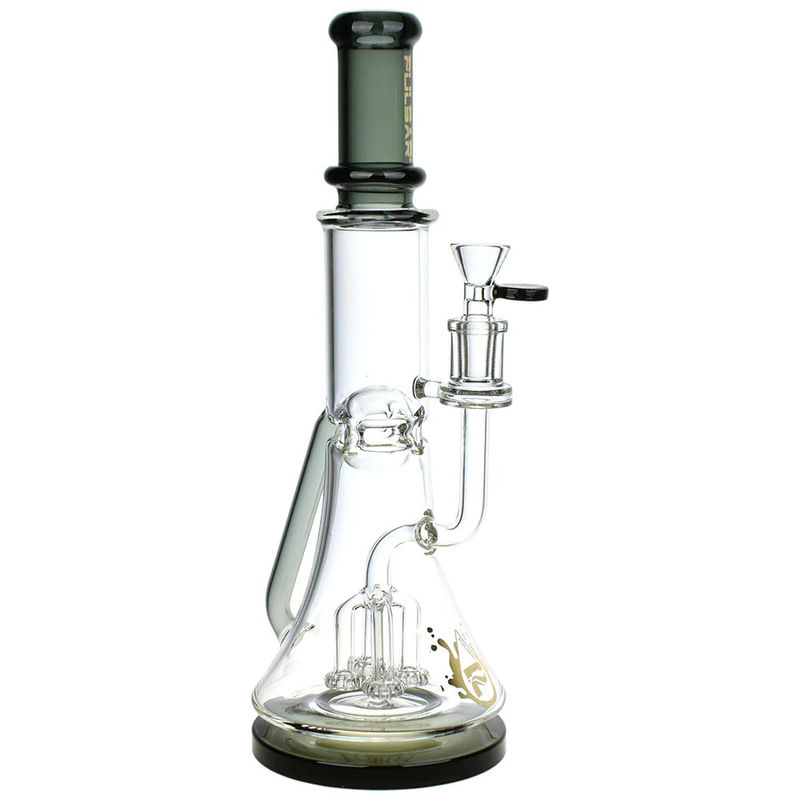 Pulsar 12.75” Backflow Recycler Bong - Color:Transparent Gray Glass