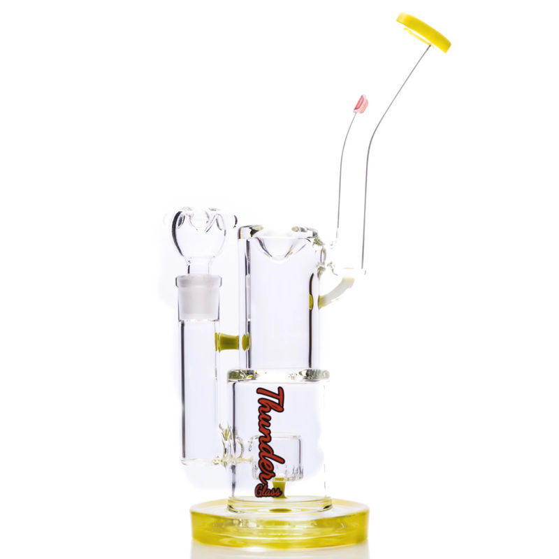 Thunder Glass 12” Stacked Chamber Bong - Color:Yellow