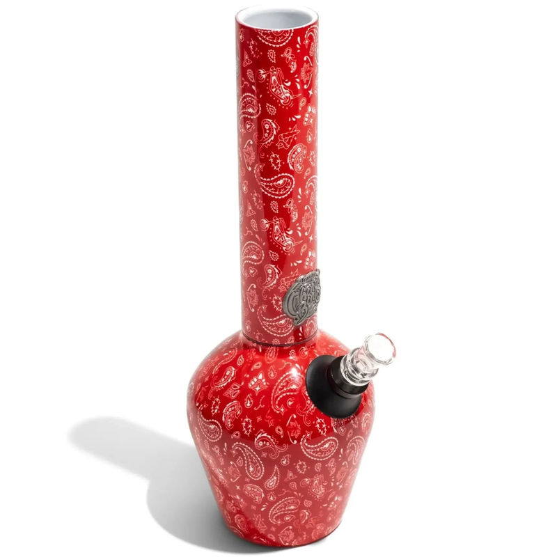 Chill Steel Pipes 13” Double-Wall Insulated Bong - Color:Limited Edition - Tommy Chong Paisley Red