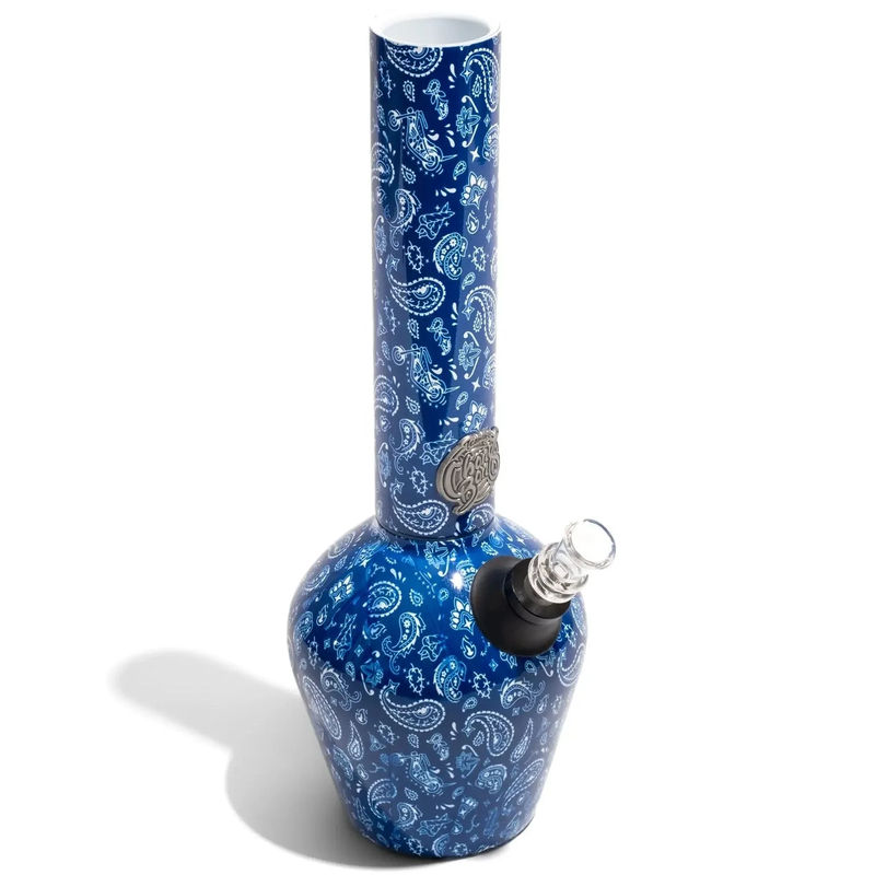 Chill Steel Pipes 13” Double-Wall Insulated Bong - Color:Limited Edition - Tommy Chong Paisley Blue