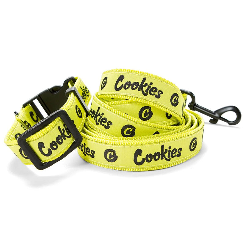 Cookies Original Logo Dog Collar & Leash Combo ? - Size:Large - Color:Yellow