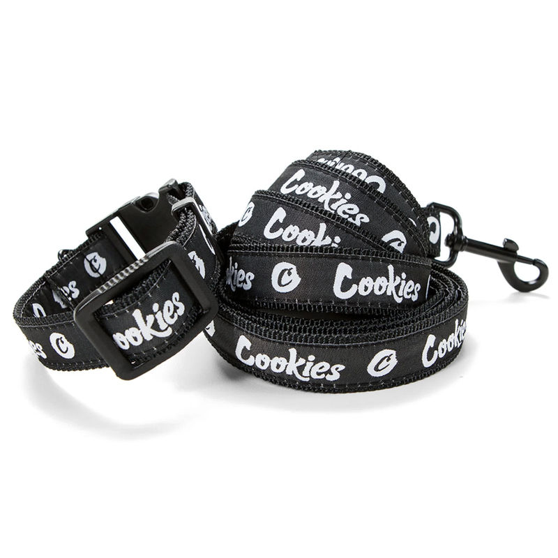 Cookies Original Logo Dog Collar & Leash Combo ? - Size:Medium - Color:Black