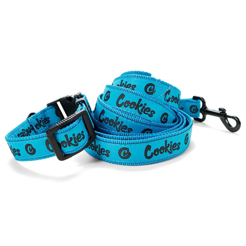Cookies Original Logo Dog Collar & Leash Combo ? - Size:Medium - Color:Blue