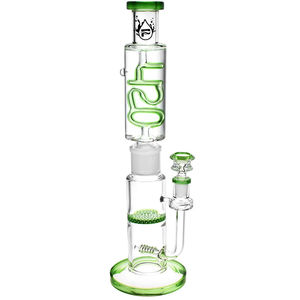 Pulsar 13.75” 420 Glycerin Stacker Bong - Color:Transparent Green Glass