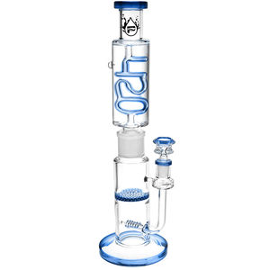 Pulsar 13.75” 420 Glycerin Stacker Bong - Color:Transparent Blue Glass