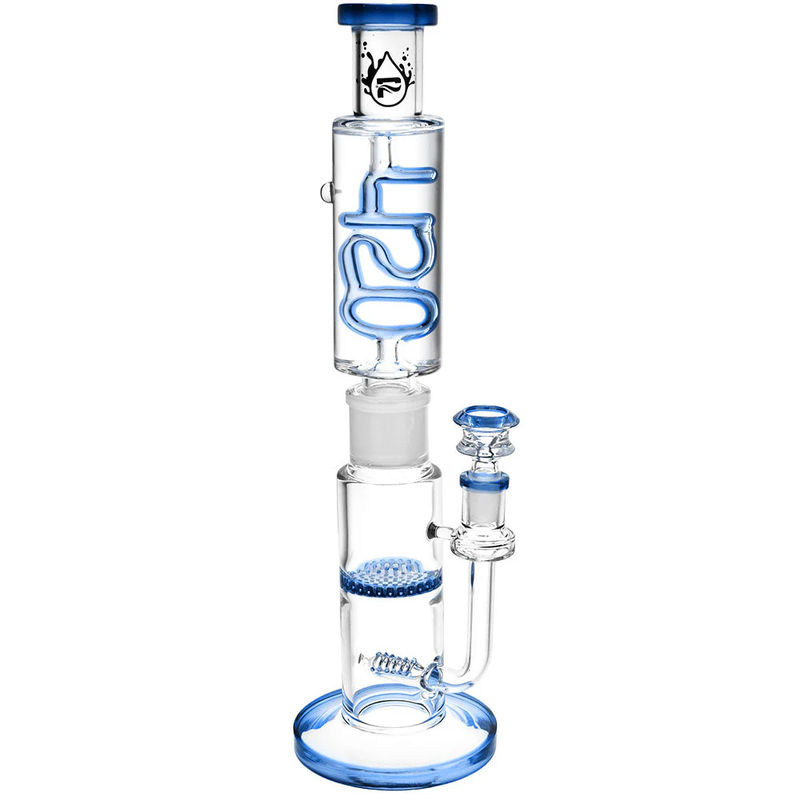 Pulsar 13.75” 420 Glycerin Stacker Bong - Color:Transparent Blue Glass