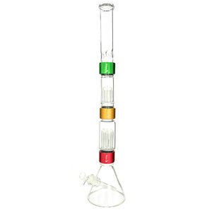 Prism Pipes 25.5” Rasta Double Tree Perc Beaker Bong
