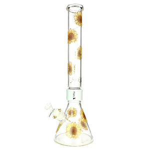 Prism Pipes 18” Sunflower Beaker Bong - Color:Clear & White