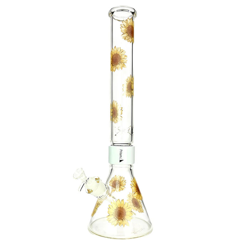 Prism Pipes 18” Sunflower Beaker Bong - Color:Clear & White