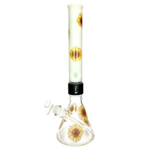 Prism Pipes 18” Sunflower Beaker Bong - Color:White & Black