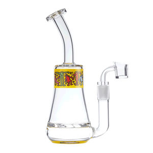 K. Haring 9.5” Glass Dab Rig - Color:Yellow