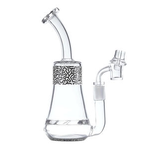 K. Haring 9.5” Glass Dab Rig - Color:Black & White