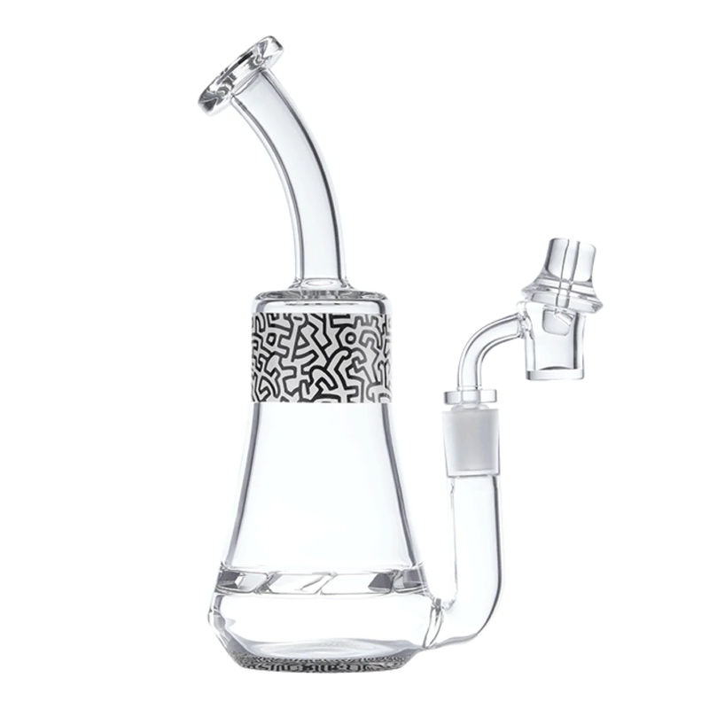 K. Haring 9.5” Glass Dab Rig - Color:Black & White