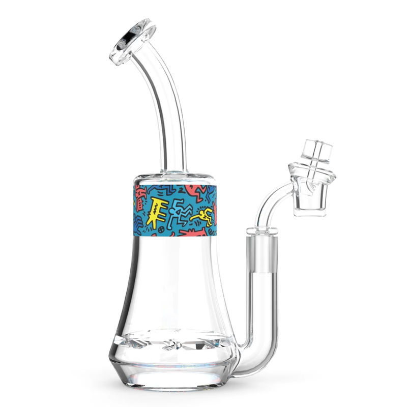 K. Haring 9.5” Glass Dab Rig - Color:Blue