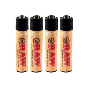 Raw® Refillable Clipper Lighter w. Integrated Poker ? - Quantity:4-Pack