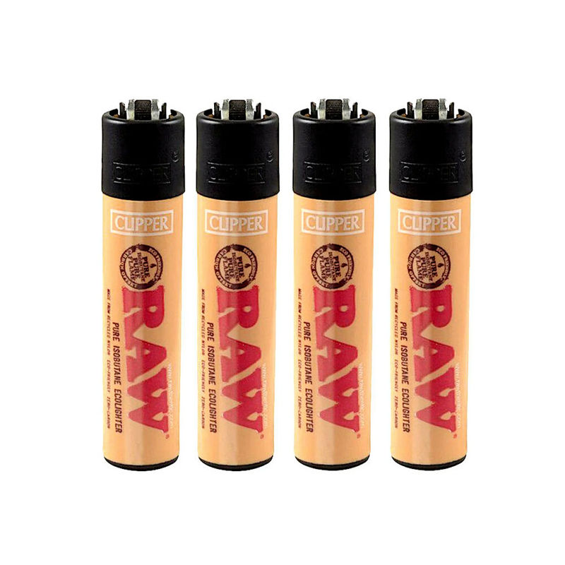 Raw® Refillable Clipper Lighter w. Integrated Poker ? - Quantity:4-Pack