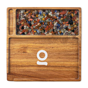 Ongrok Acacia Wood Rolling Tray (9.5" x 9.5") - Design:Stone