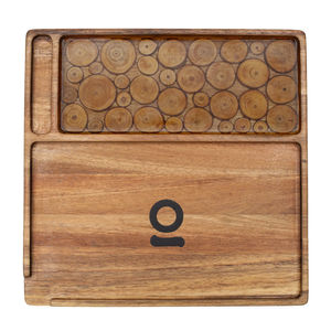 Ongrok Acacia Wood Rolling Tray (9.5" x 9.5") - Design:Log