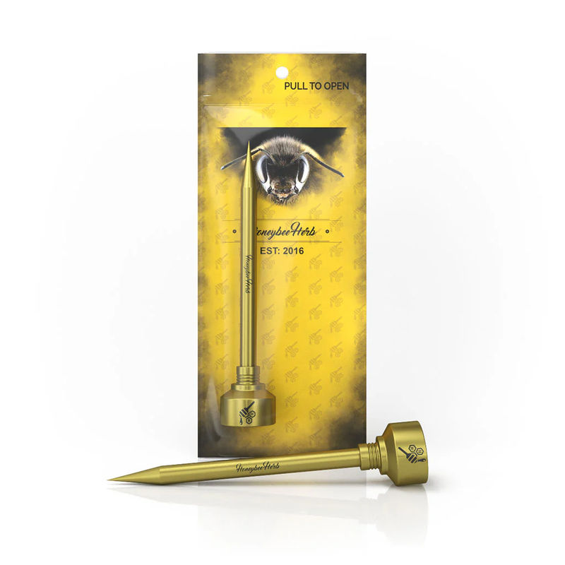 Honeybee Herb Titanium Dab Tools - Style:Pencil With Carb Cap - Color:Gold - Size:27mm