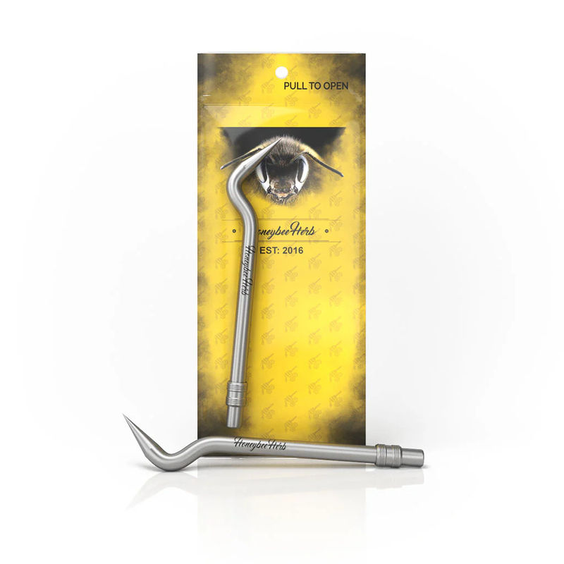 Honeybee Herb Titanium Dab Tools - Style:Bent Pencil - Color:Silver - Size:.