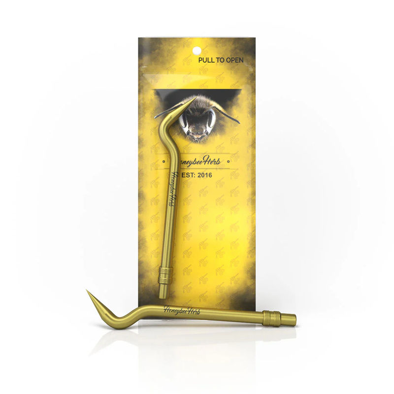 Honeybee Herb Titanium Dab Tools - Style:Bent Pencil - Color:Gold - Size:.