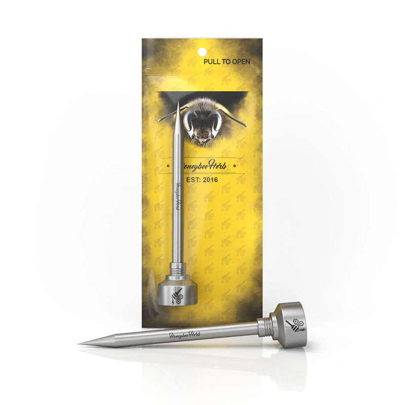 Honeybee Herb Titanium Dab Tools - Style:Pencil With Carb Cap - Color:Silver - Size:27mm