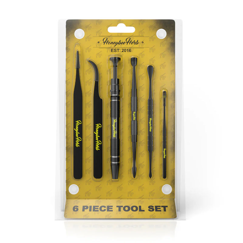 Honeybee Herb Stainless Steel Dab Tools - Style:6 Piece Tool Set - Color:Black