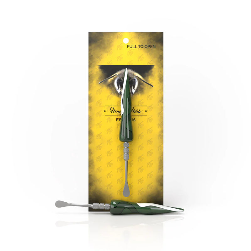 Honeybee Herb Glass Dab Tools - Style:Swirl Tide - Color:Dark-Green