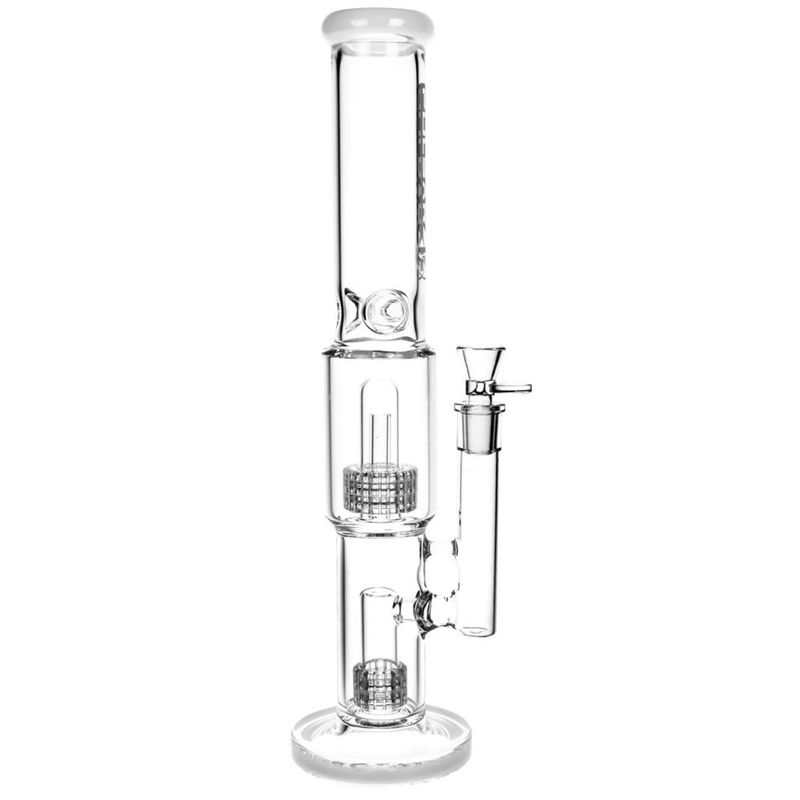 Pulsar 16.5” Double Stereo Matrix Perc Bong - Color:White