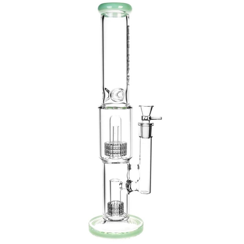 Pulsar 16.5” Double Stereo Matrix Perc Bong - Color:Mint Green