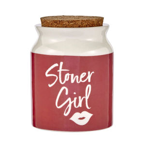 Roast & Toast Novelty Stash Jar - Design:Stoner Girl - Pink