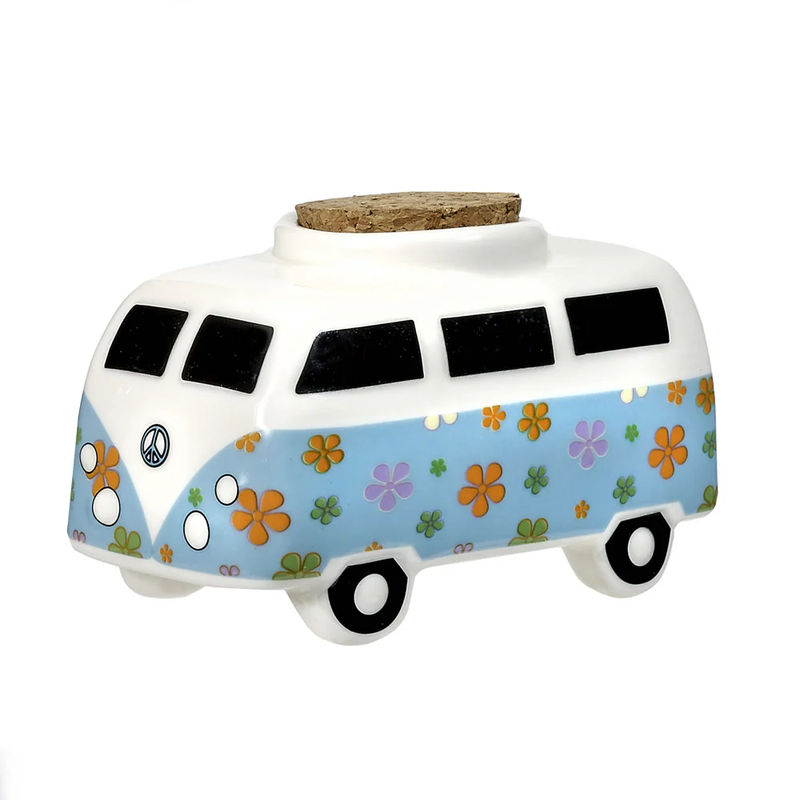 Roast & Toast Novelty Stash Jar - Design:Flower Power Bus
