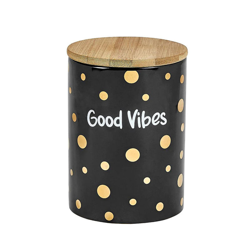 Roast & Toast Novelty Stash Jar - Design:Good Vibes - Black