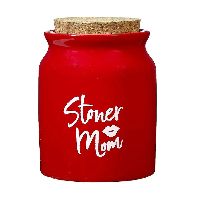 Roast & Toast Novelty Stash Jar - Design:Stoner Mom - Red
