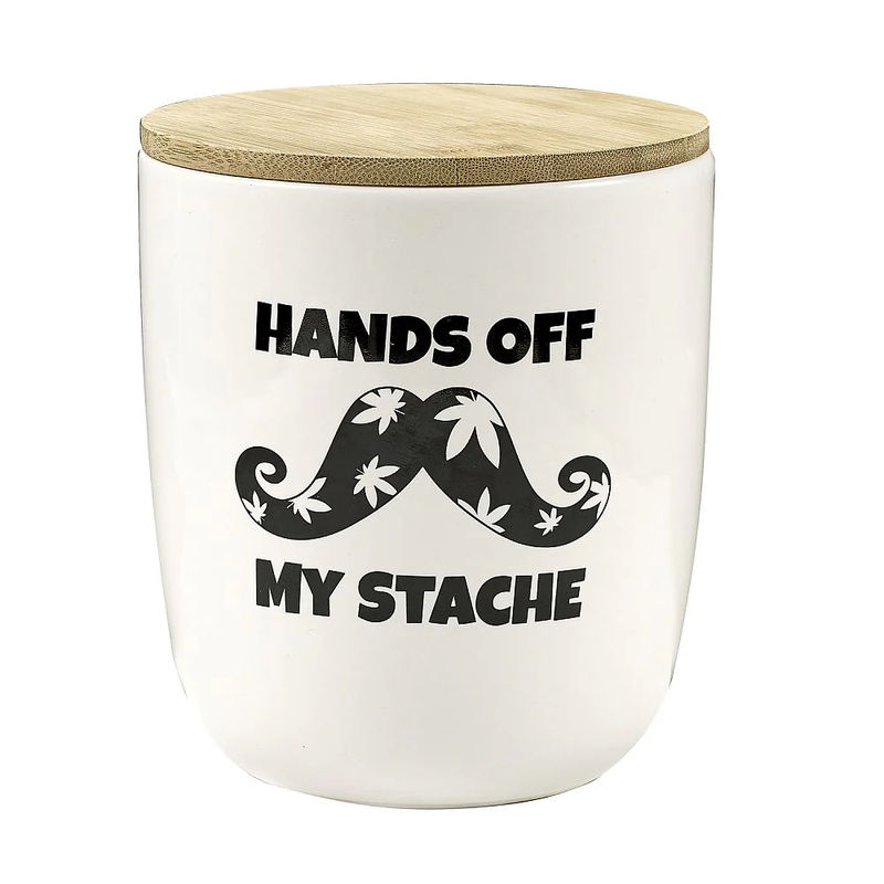 Roast & Toast Novelty Stash Jar - Design:Hands Off My Stache
