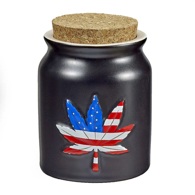Roast & Toast Novelty Stash Jar - Design:USA Leaf