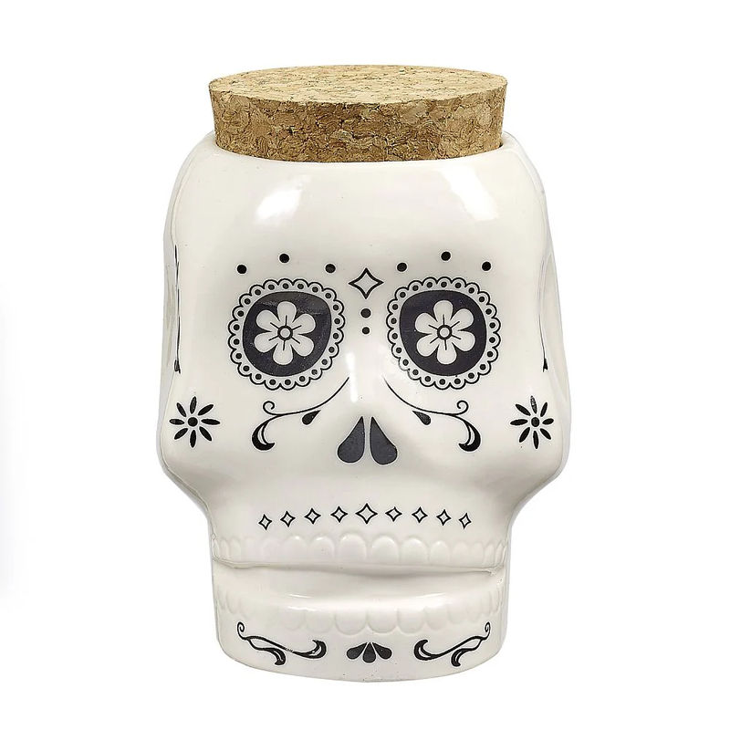 Roast & Toast Novelty Stash Jar - Design:Skull - White