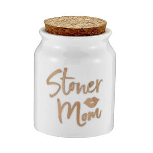Roast & Toast Novelty Stash Jar - Design:Stoner Mom - White