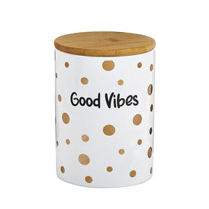 Roast & Toast Novelty Stash Jar - Design:Good Vibes - White