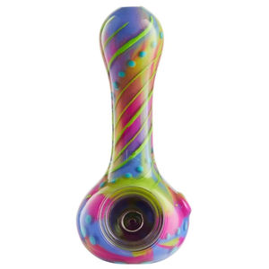 Eyce Oraflex Floral Hand Pipe - Color:Cotton Candy w. Green & Blue