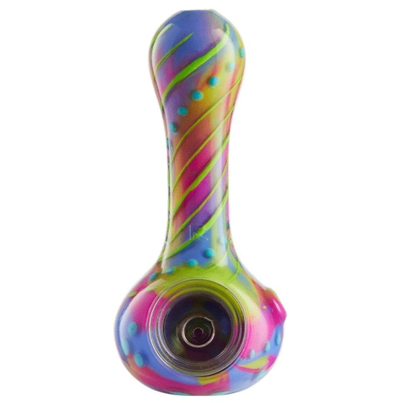 Eyce Oraflex Floral Hand Pipe - Color:Cotton Candy w. Green & Blue